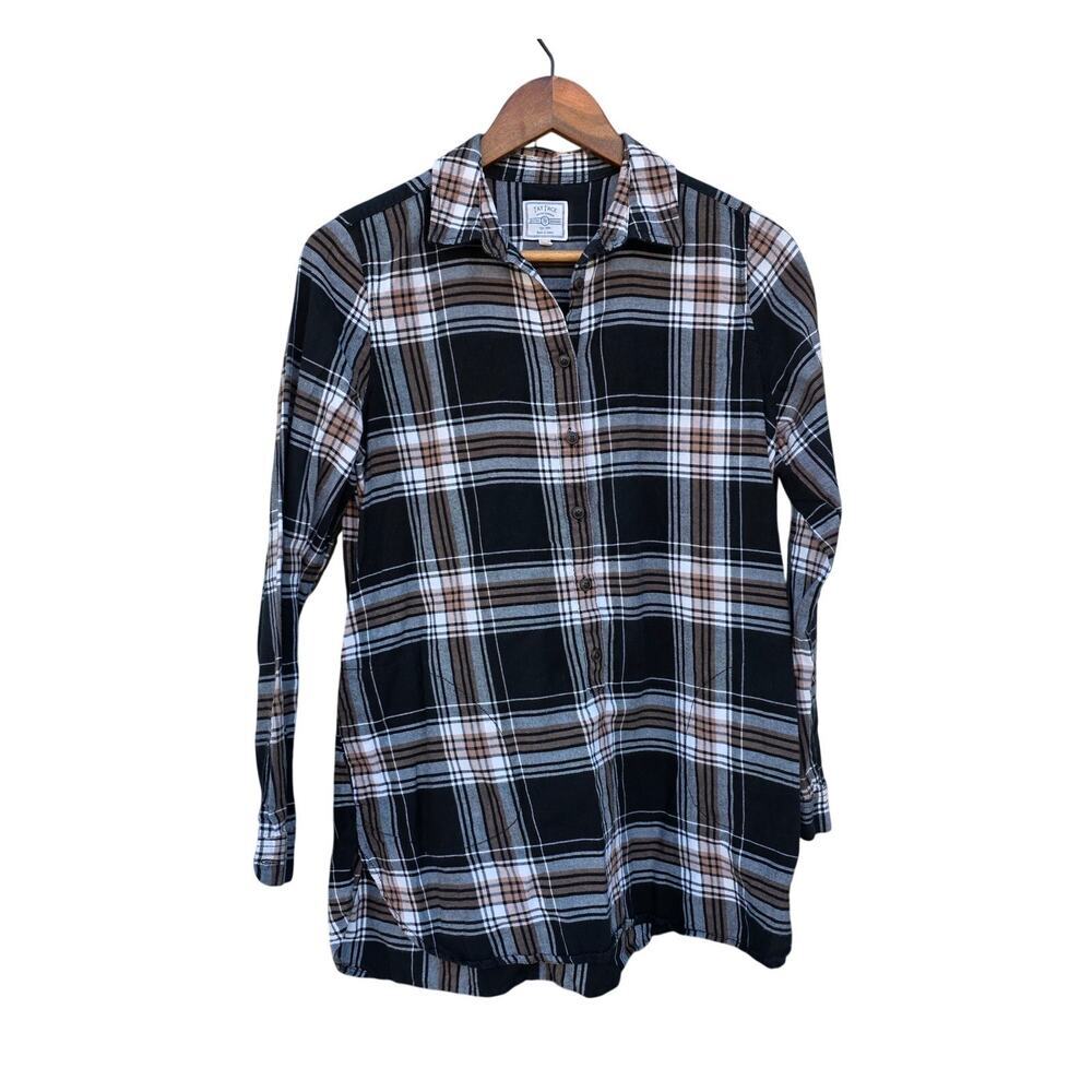 Fat Face Plaid Flannel Shirt Black Size 6